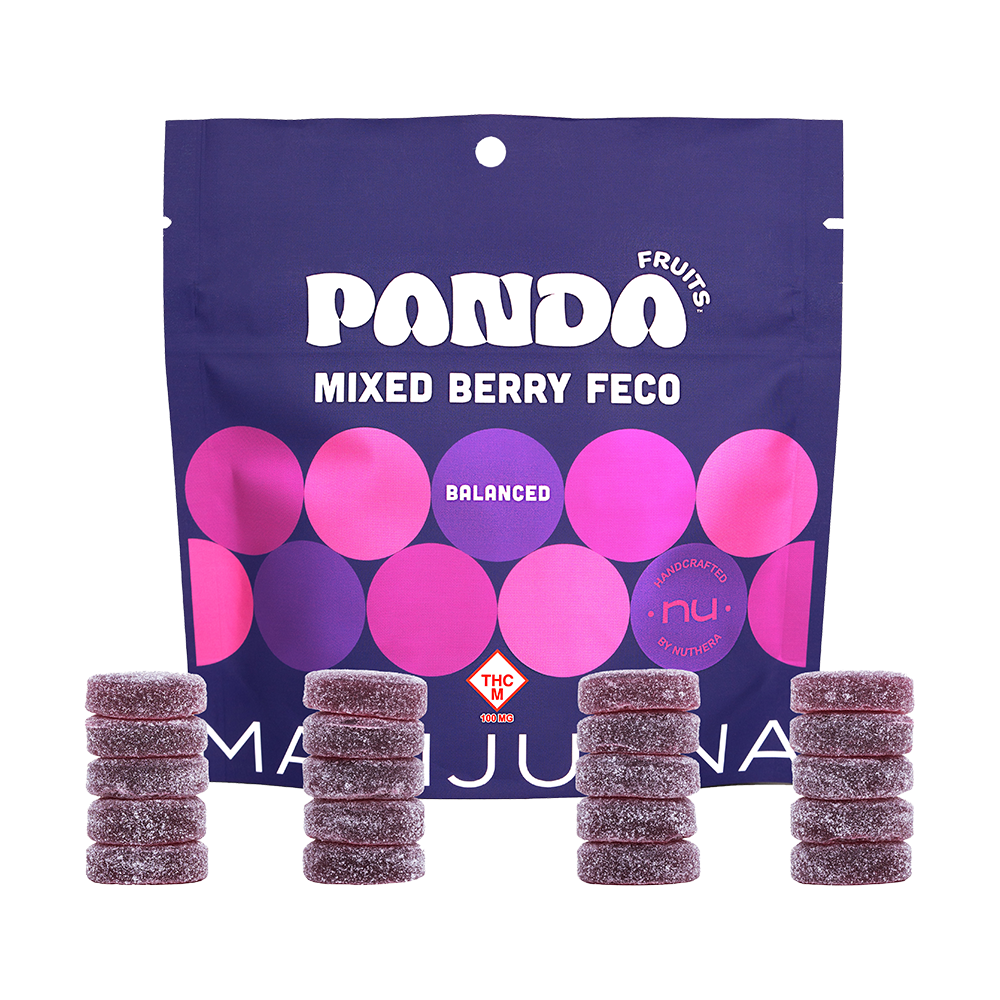 Panda Fruits Mixed Berry FECO gummies and packaging